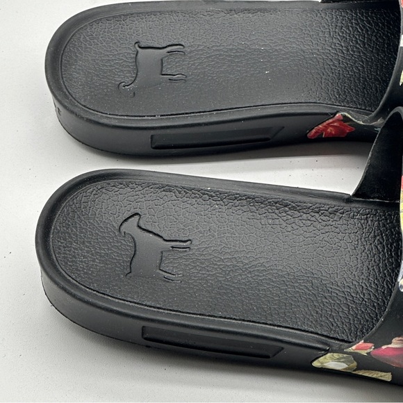 Goats Slides Size 8 / 38Black Flowers Flip Flops Sandals Slip On Beach Pool - Picture 5 of 12
